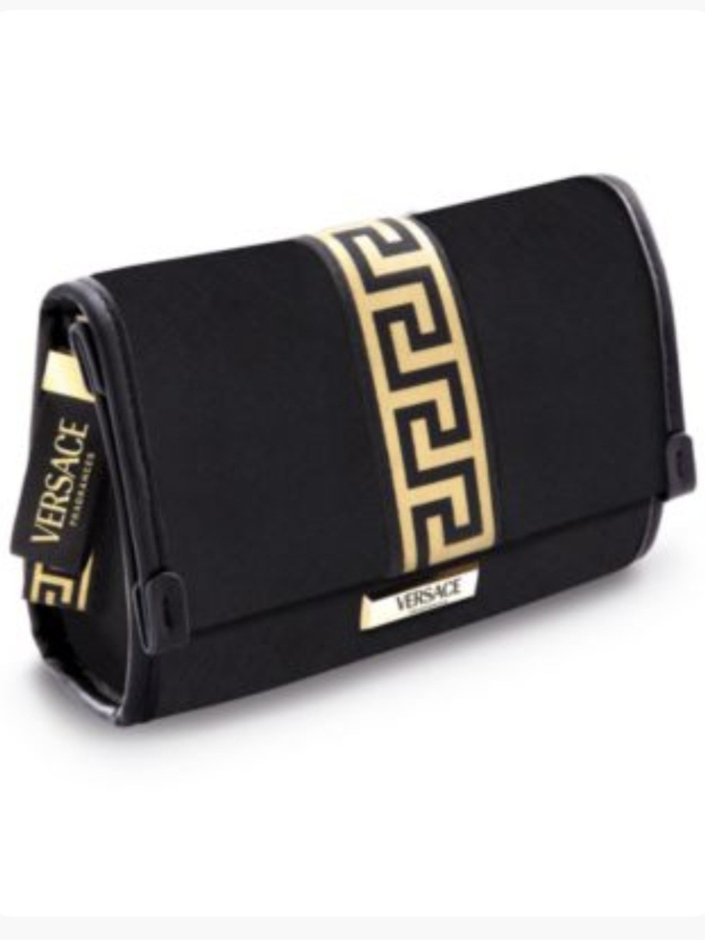 NWOT Versace Fragrances Black and Gold Logo Cosmetic Makeup Travel Bag - Picture 2 of 10